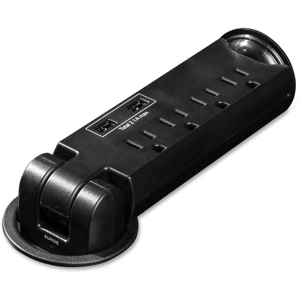 Lorell 4-outlet Desktop USB Charger Power Strip - 3-prong - 4 x AC Power, USB - 8 ft Cord - 15 A Current - 125 V AC Voltage - Desk Mountable