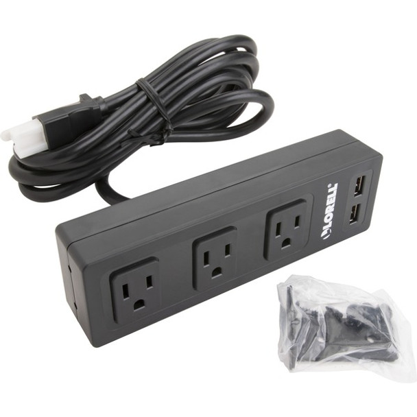 Lorell AC Power Center - 3 x AC Power, 2 x USB - Black