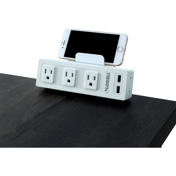 Lorell Desktop AC Power Center - 3 x AC Power, 2 x USB - Desk Mountable - White