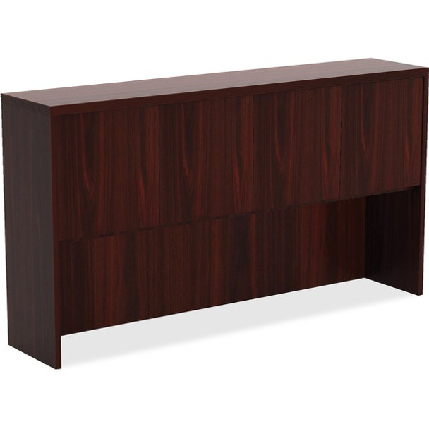 Lorell Chateau Series Mahogany Laminate Desking - 70.9" x 14.8"36.5" Hutch, 1.5" Top - 4 Door(s) - Reeded Edge - Material: P2 Particleboard - Finish: Mahogany, Laminate - For Office