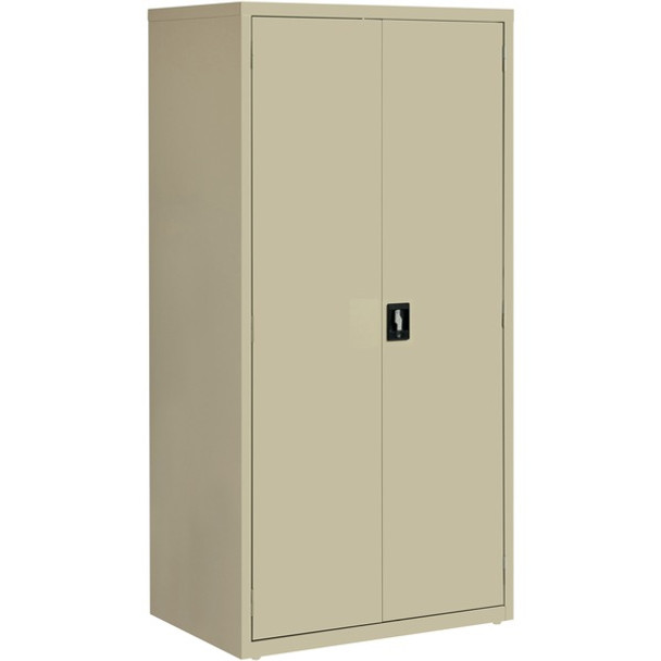 Lorell Storage Cabinet - 24" x 36" x 72" - 5 x Shelf(ves) - Hinged Door(s) - Sturdy, Recessed Locking Handle, Removable Lock, Durable, Storage Space - Putty - Powder Coated - Steel - Recycled