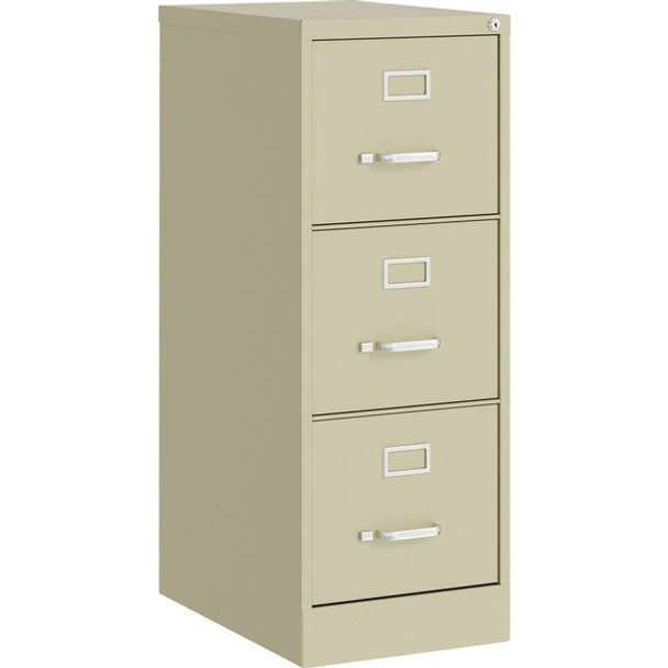 Lorell Commercial-Grade Putty Vertical File - 15" x 22" x 40.2" - 3 x Drawer(s) for File - Letter - Vertical - Ball-bearing Suspension, Removable Lock, Pull Handle, Wire Management - Putty - Steel - Recycled