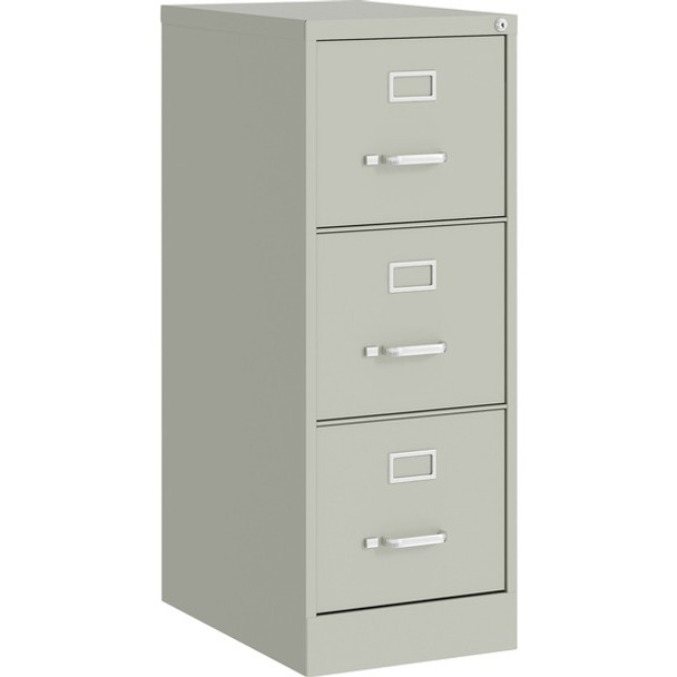 Lorell Fortress Commercial-grade Vertical File - 15" x 22" x 40.2" - 3 x Drawer(s) for File - Letter - Vertical - Ball-bearing Suspension, Removable Lock, Pull Handle, Wire Management - Light Gray - Steel - Recycled