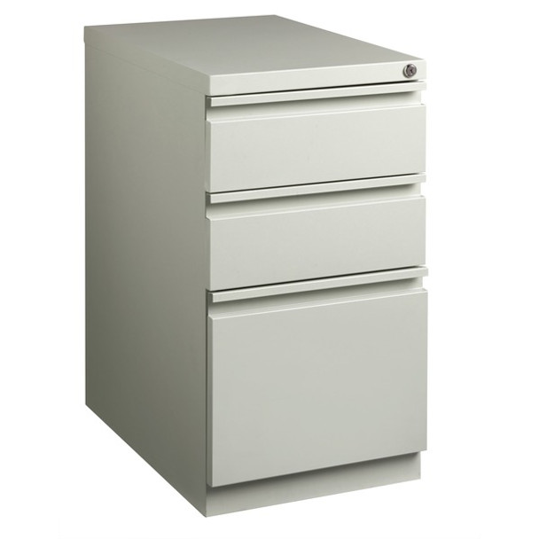 Lorell Mobile File Pedestal - 3-Drawer - 15" x 22.9" x 27.8" - 3 x Drawer(s) for Box, File - Letter - Vertical - Ball-bearing Suspension, Security Lock, Recessed Handle - Light Gray - Steel - Recycled