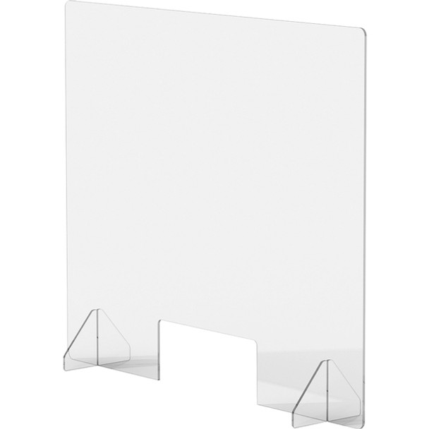 Lorell Social Distancing Barrier w/Cutout - 36" Width x 7" Depth x 30" Height - 1 Each - Clear - Acrylic