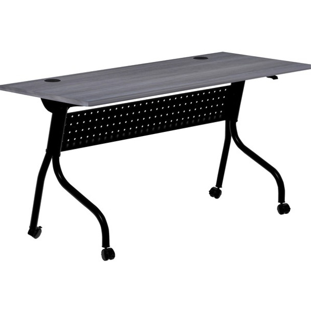 Lorell Charcoal Flip Top Training Table - For - Table TopCharcoal Rectangle, Melamine Top - Black Four Leg Base - 4 Legs x 60" Table Top Width x 23.60" Table Top Depth - 29.50" Height - Melamine - 1 Each