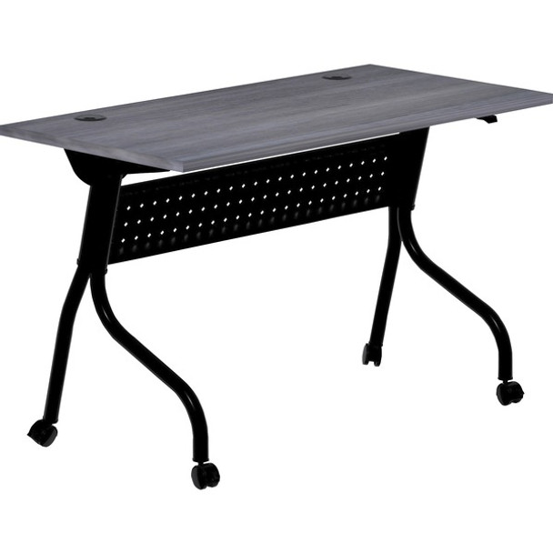 Lorell Charcoal Flip Top Training Table - For - Table TopCharcoal Rectangle, Melamine Top - Black Four Leg Base - 4 Legs x 48" Table Top Width x 23.60" Table Top Depth - 29.50" Height - Melamine - 1 Each