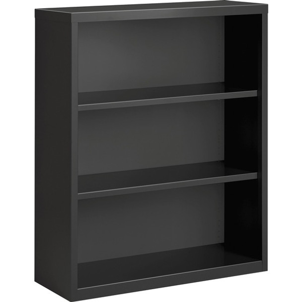 Lorell Fortress Series Charcoal Bookcase - 34.5" x 13"42" - 3 Shelve(s) - Material: Steel - Finish: Charcoal, Powder Coated