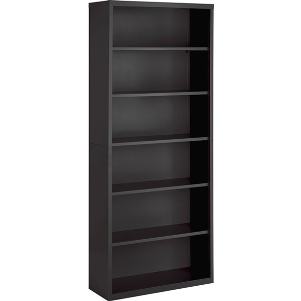 Lorell Fortress Series Charcoal Bookcase - 34.5" x 13"82" - 6 Shelve(s) - Material: Steel - Finish: Charcoal, Powder Coated