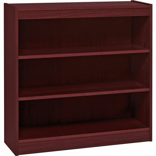 Lorell Panel End Hardwood Veneer Bookcase - 36" x 12" x 36" - 3 x Shelf(ves) - 330 lb Load Capacity - Mahogany - Laminate - Wood - Assembly Required