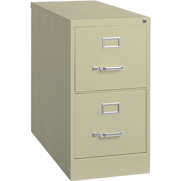 Lorell Vertical file - 2-Drawer - 15" x 26.5" x 28.4" - 2 x Drawer(s) for File - Letter - Vertical - Security Lock, Ball-bearing Suspension, Heavy Duty - Putty - Steel - Recycled