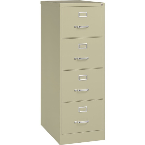 Lorell Vertical File Cabinet - 4-Drawer - 18" x 26.5" x 52" - 4 x Drawer(s) for File - Legal - Vertical - Lockable, Ball-bearing Suspension, Heavy Duty - Putty - Steel - Recycled