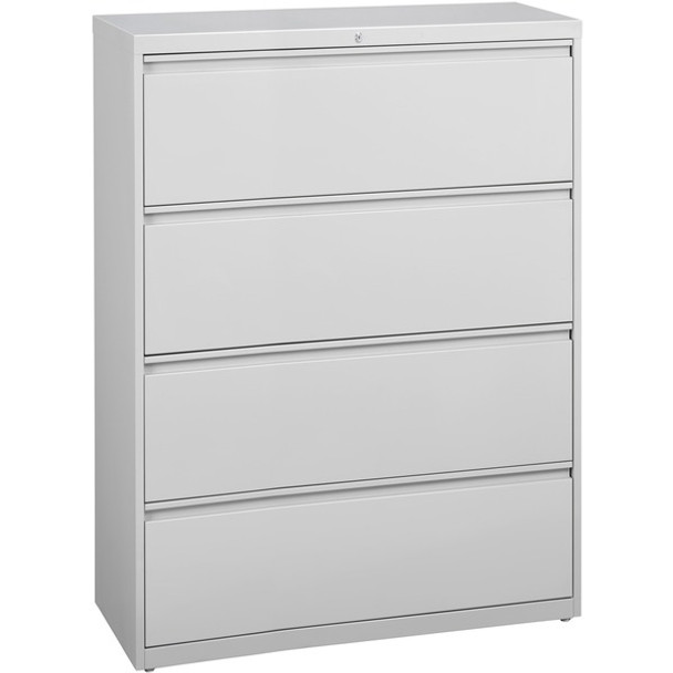 Lorell Lateral File - 4-Drawer - 42" x 18.6" x 52.5" - 4 x Drawer(s) for File - Legal, Letter, A4 - Lateral - Rust Proof, Leveling Glide, Interlocking, Ball-bearing Suspension, Label Holder - Light Gray - Baked Enamel - Steel - Recycled