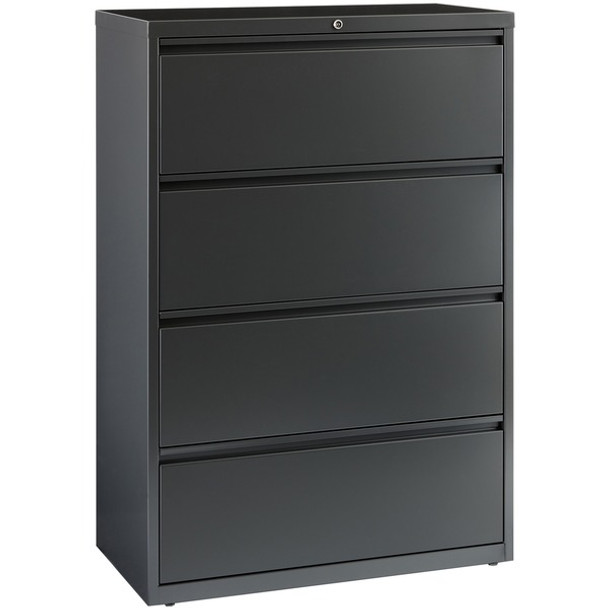 Lorell Lateral File - 4-Drawer - 36" x 18.6" x 52.5" - 4 x Drawer(s) - Legal, Letter, A4 - Lateral - Rust Proof, Leveling Glide, Interlocking - Charcoal - Baked Enamel - Steel - Recycled