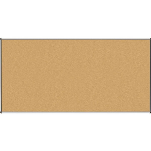 Lorell Satin-Finish Bulletin Board - 96" Height x 48" Width - Natural Cork Surface - Durable, Self-healing - Silver Anodized Aluminum Frame - 1 Each