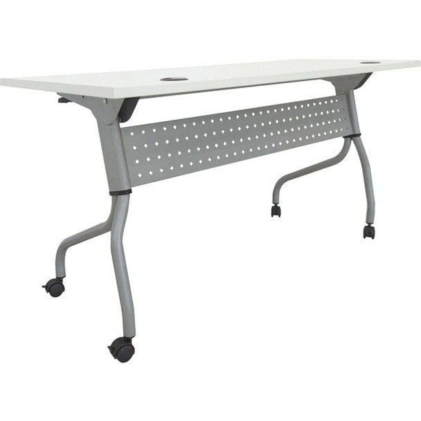 Lorell White Laminate Flip Top Training Table - For - Table TopWhite Top - Silver Base - 4 Legs - 23.60" Table Top Length x 60" Table Top Width - 29.50" Height - Assembly Required - 1 Each