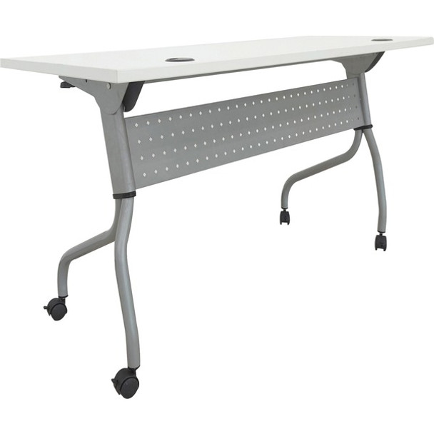 Lorell White Laminate Flip Top Training Table - For - Table TopWhite Rectangle Top - Silver Folding Base - 4 Legs - 23.60" Table Top Length x 48" Table Top Width - 29.50" Height - Assembly Required - 1 Each