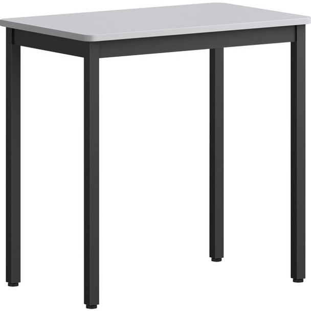 Lorell Utility Table - For - Table TopGray Rectangle, Laminated Top - Powder Coated Black Base x 30" Table Top Width x 18.13" Table Top Depth - 30" Height - Assembly Required - Melamine Top Material - 1 Each