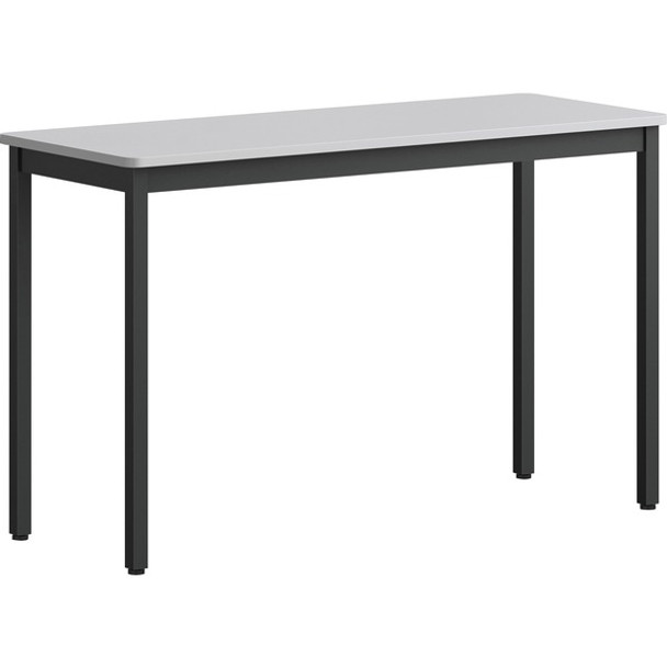 Lorell Utility Table - For - Table TopGray Rectangle, Laminated Top - Powder Coated Black Base x 47.25" Table Top Width x 18.13" Table Top Depth - 30" Height - Assembly Required - Melamine Top Material - 1 Each