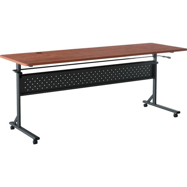 Lorell Shift 2.0 Flip & Nesting Mobile Table - For - Table TopLaminated Rectangle Top - 72" Table Top Length x 24" Table Top Width x 1" Table Top Thickness - 29.50" Height - Assembly Required - Cherry - 1 Each