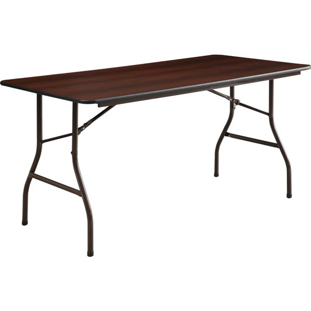 Lorell Economy Folding Table - For - Table TopMelamine Rectangle Top - 60" Table Top Length x 30" Table Top Width x 0.63" Table Top Thickness - 29" Height - Mahogany - 1 Each