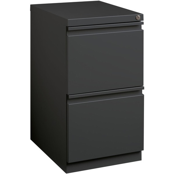Lorell File/File Mobile Pedestal - 15" x 19.9" x 27.8" - 2 x Drawer(s) for File - Letter - Recessed Drawer, Security Lock, Ball-bearing Suspension, Casters - Charcoal - Steel - Recycled