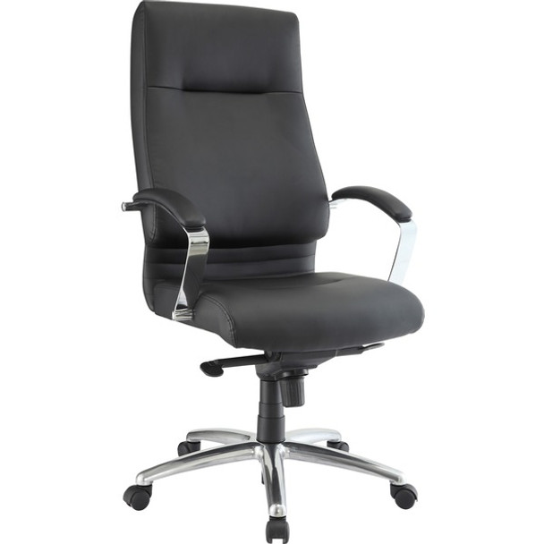 Lorell Modern Executive High-back Leather Chair - Leather Seat - Black Leather Back - 5-star Base - 1 Each