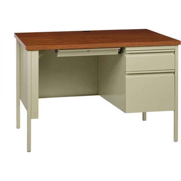 Lorell Fortress Series Oak Laminate Top Desk - 45.5" x 24"29.5" , 1.1" Table Top - Box, File Drawer(s) - Single Pedestal on Right Side - Square Edge