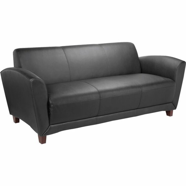 Lorell Accession Collection Leather Sofa - 75" x 34.5" x 31.3" - Leather Black Seat - Leather Black Back - 1 Each