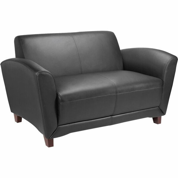 Lorell Accession Collection Leather Loveseat - 55" x 34.5" x 31.3" - Leather Black Seat - Leather Black Back - 1 Each