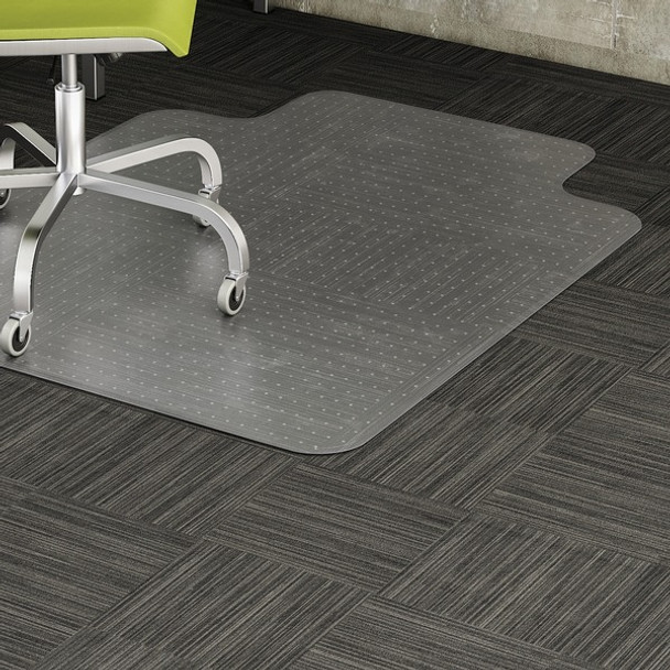 Lorell Wide Lip Low-pile Chairmat - Carpeted Floor - 53" Length x 45" Width x 0.12" Thickness - Lip Size 12" Length x 25" Width - Vinyl - Clear - 1Each