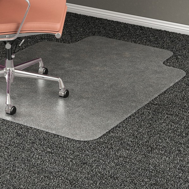Lorell Wide Lip Medium Pile Chairmat - Carpeted Floor - 53" Length x 45" Width x 0.17" Thickness - Lip Size 12" Length x 25" Width - Vinyl - Clear - 1Each