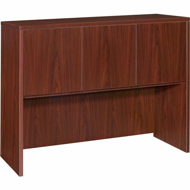 Lorell Essentials Hutch with Doors - 47.3" x 14.8" x 36" - 3 Door(s) - Finish: Laminate, Mahogany