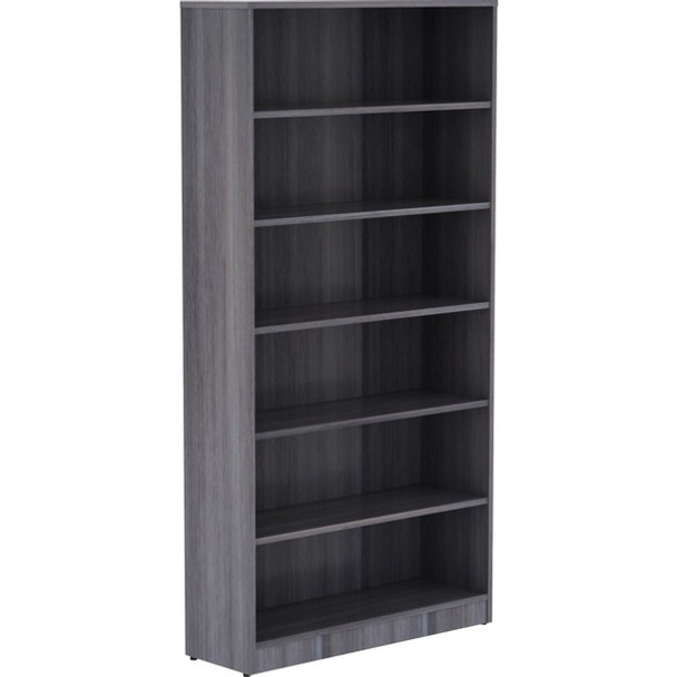 Lorell Weathered Charcoal Laminate Bookcase - 6 Shelf(ves) - 72" Height x 36" Width x 12" Depth - Thermally Fused Laminate - 1 Each