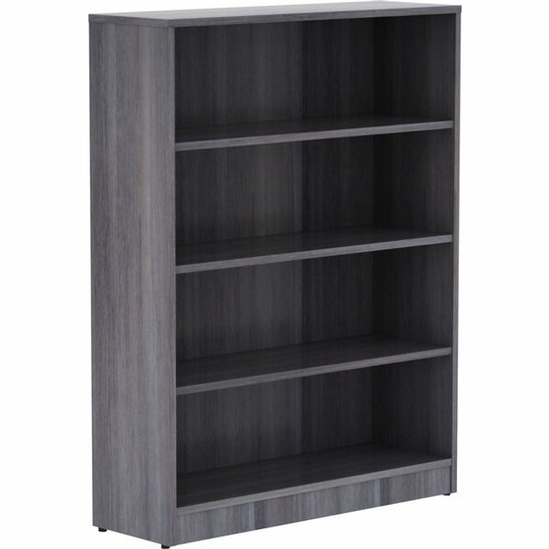 Lorell Weathered Charcoal Laminate Bookcase - 4 Shelf(ves) - 48" Height x 36" Width x 12" Depth - Thermally Fused Laminate - 1 Each