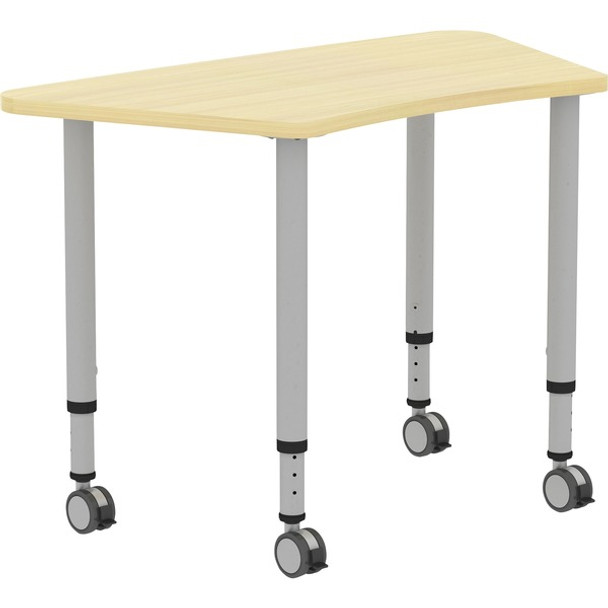 Lorell Height-adjustable Trapezoid Table - For - Table TopTrapezoid Top - Adjustable Height - 26.62" to 33.62" Adjustment x 60" Table Top Width x 23.62" Table Top Depth - 33.62" Height - Assembly Required - Laminated, Maple - Laminate - 1 Each