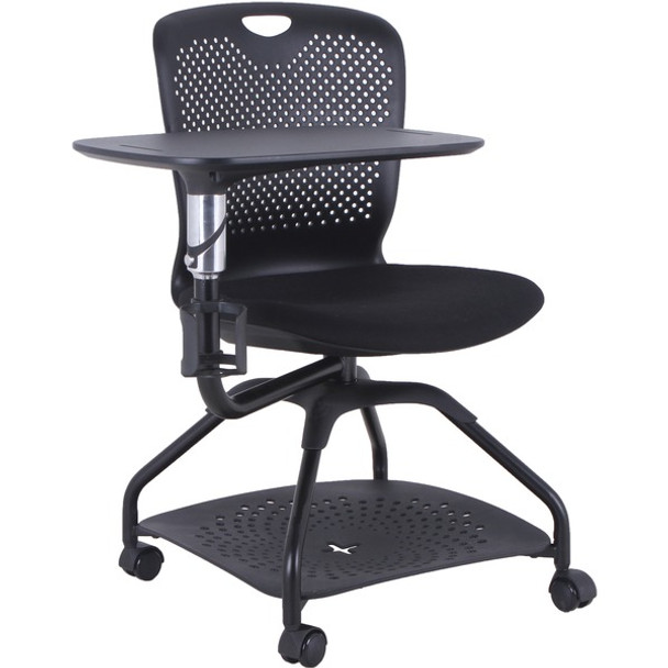 Lorell Student Training Chair - Fabric Seat - Plastic Back - Four-legged Base - Black - 1 Each