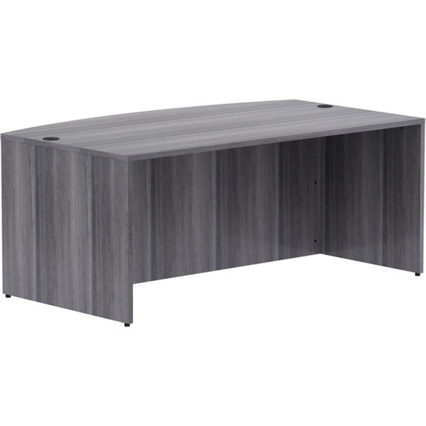 Lorell Essentials Laminate Bowfront Desk Shell - 72" x 41.4"29.5" Desk Shell, 1" Top - Bow Front Edge - Finish: Weathered Charcoal Laminate