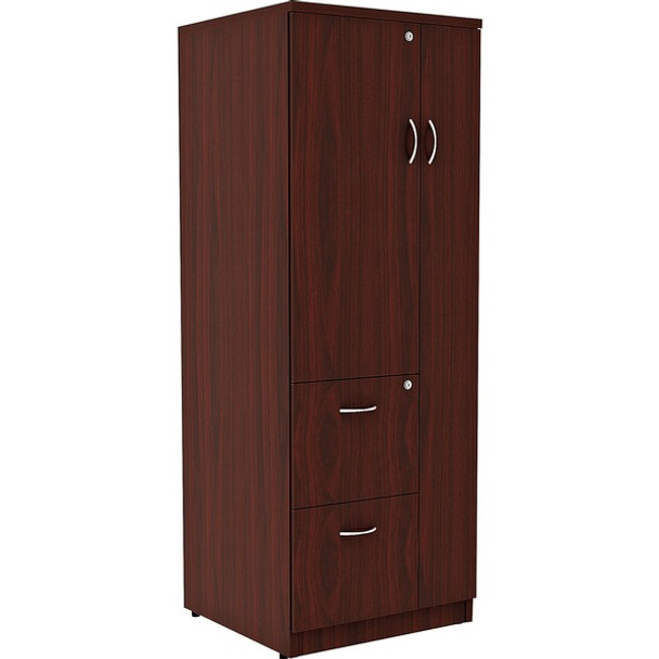 Lorell Essentials Storage Cabinet - 2-Drawer - 23.6" x 23.6"65.6" Cabinet, 0.5" Compartment - 2 x Storage Drawer(s) - 1 Door(s) - Finish: Mahogany, Laminate
