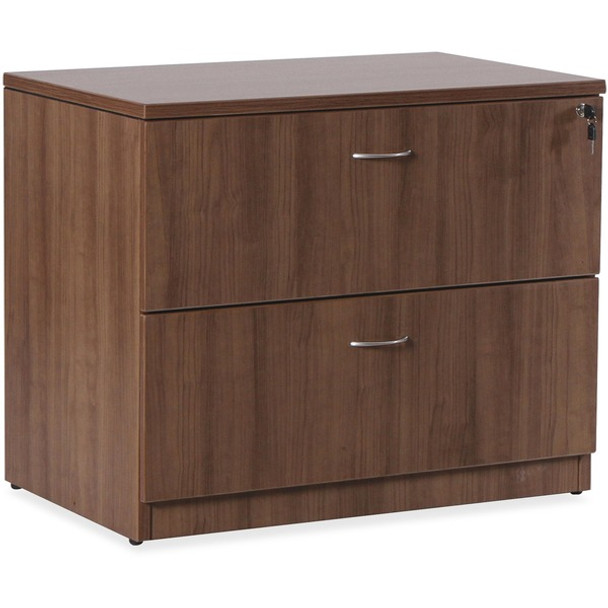 Lorell Essentials Series Walnut Laminate Lateral File - 2-Drawer - 1" Top, 0.1" Edge, 35.5" x 22"29.5" Lateral File - 2 x File Drawer(s) - For File Storage