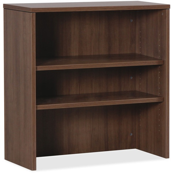 Lorell Essentials Walnut Laminate Stack-on Bookshelf - 36" x 15"36" - 2 Shelve(s) - Material: MFC, Polyvinyl Chloride (PVC) - Finish: Walnut, Laminate - For Office, Book, Binder, Display Screen