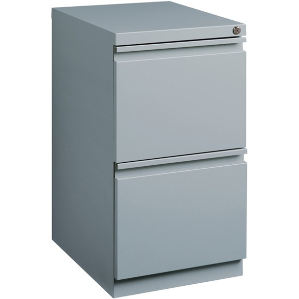 Lorell Mobile Box/Box/File Pedestal File - 15" x 19.9" x 27.8" - 2 x Drawer(s) for File - Letter - Vertical - Ball-bearing Suspension, Drawer Extension, Durable, Recessed Drawer - Gray - Steel - Recycled