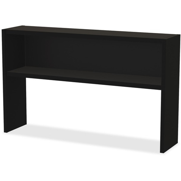 Lorell Modular Desk Series Black Stack-on Hutch - 60" - Material: Steel - Finish: Black