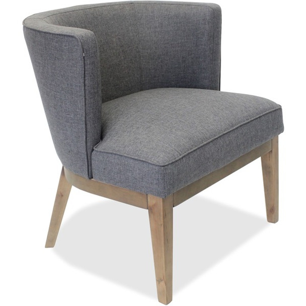 Lorell Linen Fabric Accent Chair - Walnut Wood Frame - Four-legged Base - Gray - Linen - 1 Each