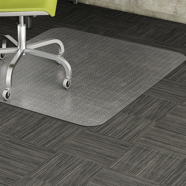 Lorell Low-pile Carpet Chairmat - Carpeted Floor - 60" Length x 46" Width x 0.11" Thickness - Rectangular - Vinyl - Clear - 1Each