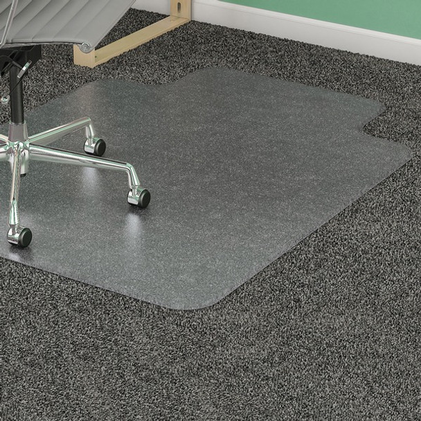 Lorell Medium-pile Chairmat - Carpeted Floor - 48" Length x 36" Width x 0.13" Thickness - Lip Size 10" Length x 19" Width - Vinyl - Clear - 1Each