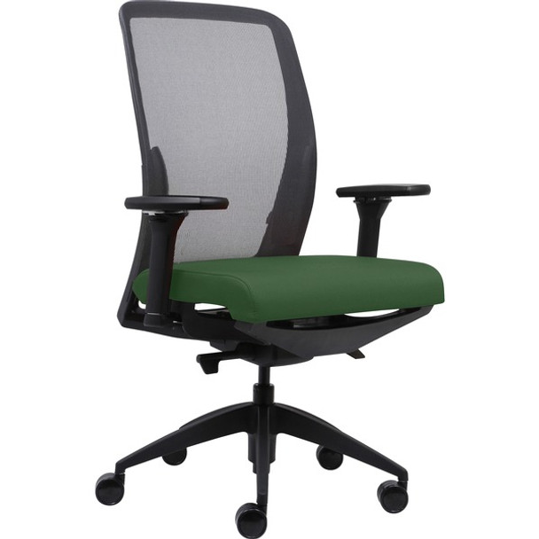 Lorell Executive Mesh Back/Fabric Seat Task Chair - Green Crepe Fabric Seat - High Back - Armrest - 1 Each