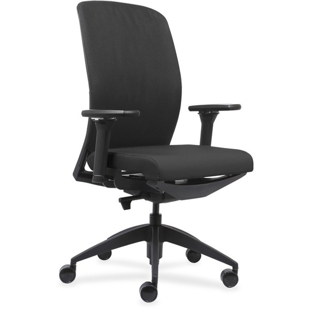 Lorell Executive Chairs with Fabric Seat & Back - Black Fabric Seat - Black Fabric Back - Black Frame - High Back - Armrest - 1 Each