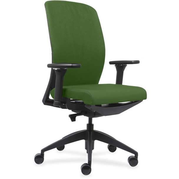 Lorell Executive Chairs with Fabric Seat & Back - Green Fabric Seat - Green Fabric Back - Black Frame - High Back - Armrest - 1 Each