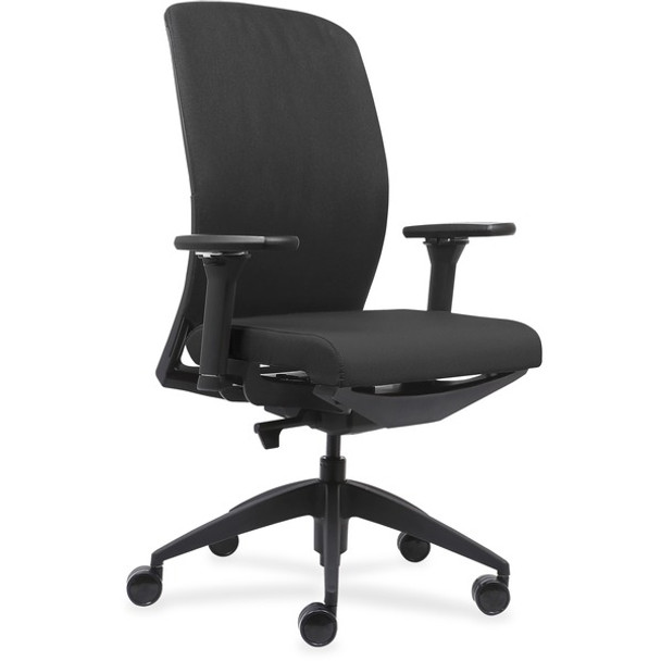 Lorell Executive Chairs with Fabric Seat & Back - Black Fabric Seat - Black Fabric Back - Black Frame - High Back - Vinyl - Armrest - 1 Each